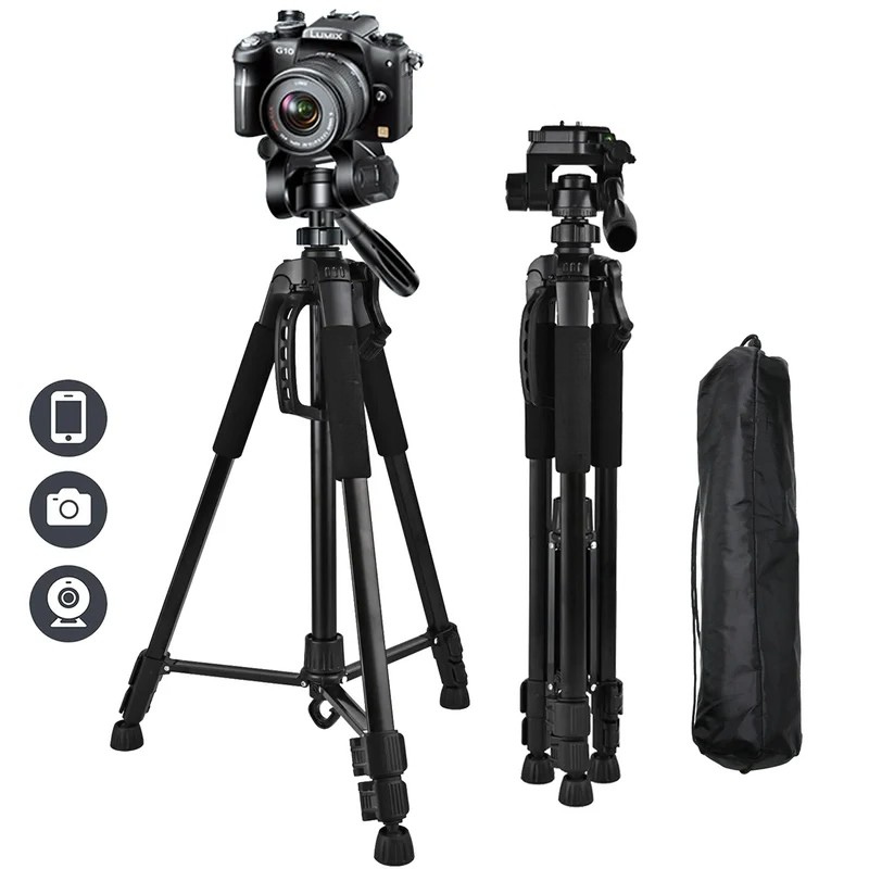 Camera Tripod with Aluminum Pan Head