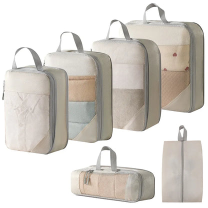 Packing Cubes for Suitcases (Beige - W/Cover)