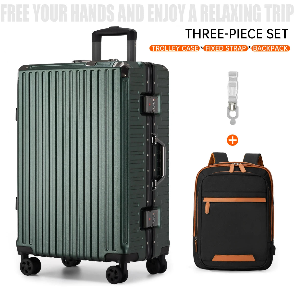 Travel Trolley Luggage (Dark Green Suit)