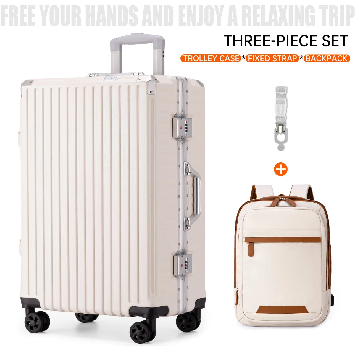 Travel Trolley Luggage (White Suit)
