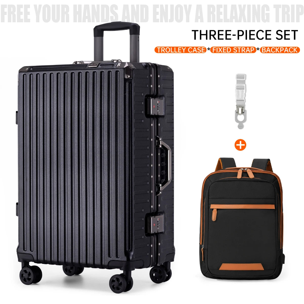 Travel Trolley Luggage (Black Suit)