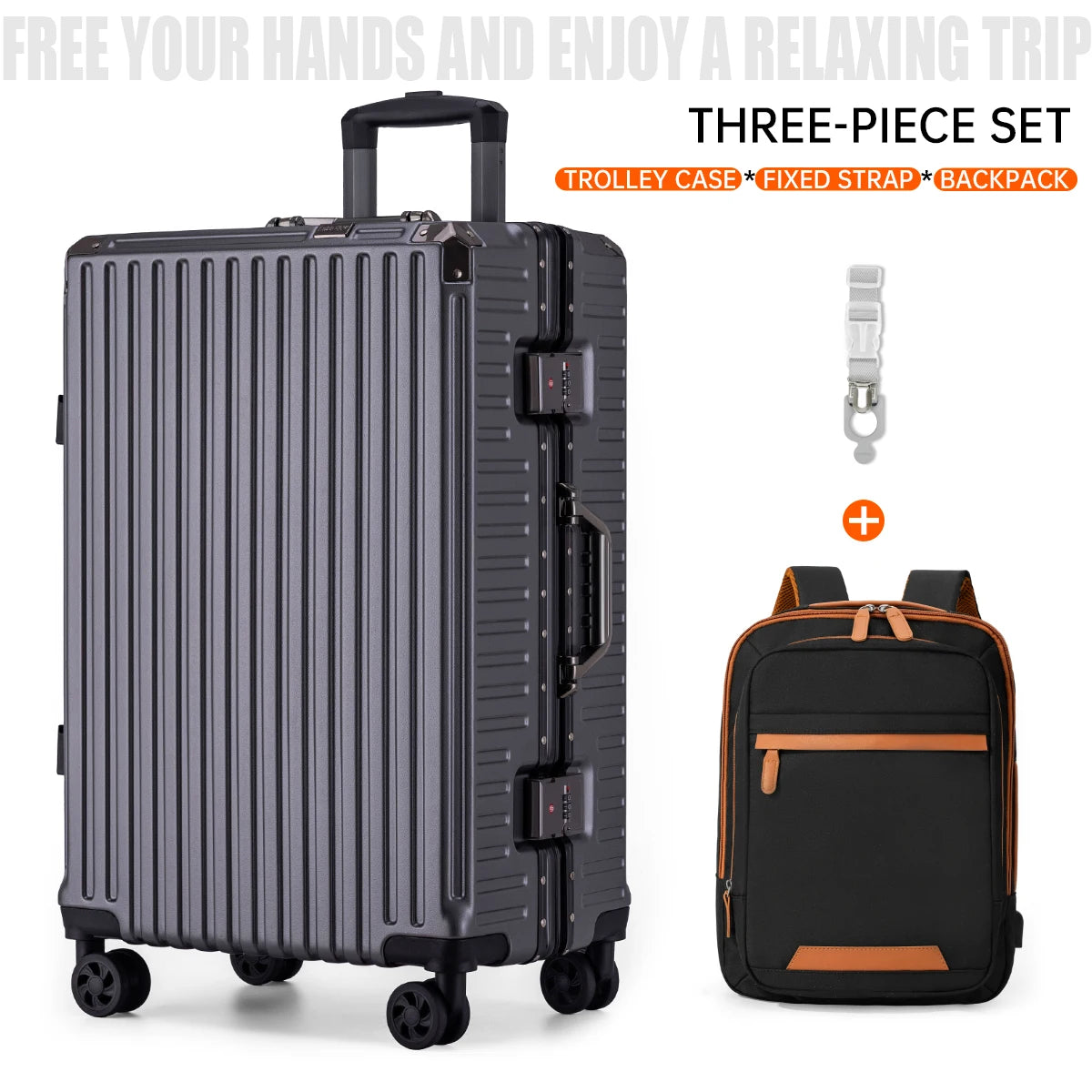 Travel Trolley Luggage (Dark Gray Suit)