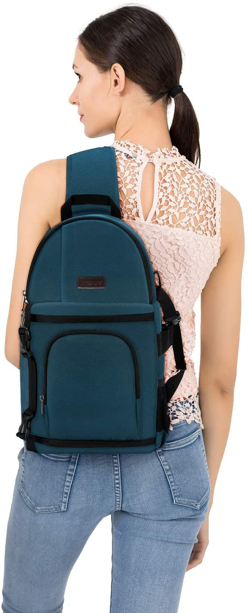 Camera Sling Bag, DSLR/SS Shockproof  Camera Photography Backpack with Tripod Holder & Removable Modular Inserts Compatible with Canon/Nikon/Sony/Fuji