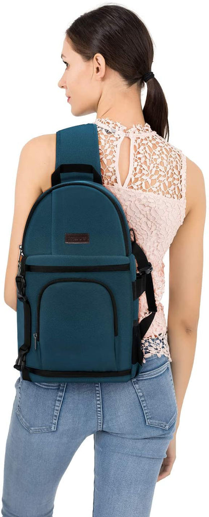 Camera Sling Bag, DSLR/SS Shockproof  Camera Photography Backpack with Tripod Holder & Removable Modular Inserts Compatible with Canon/Nikon/Sony/Fuji